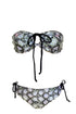 Bikini 4 Positions Réversible Cherie "Python Olive/Noir Solide"